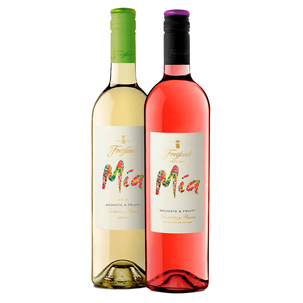 Kit 1 Vinho Rosé Freixenet Mía 750ml + 1 Vinho Branco Freixenet Mía 750ml