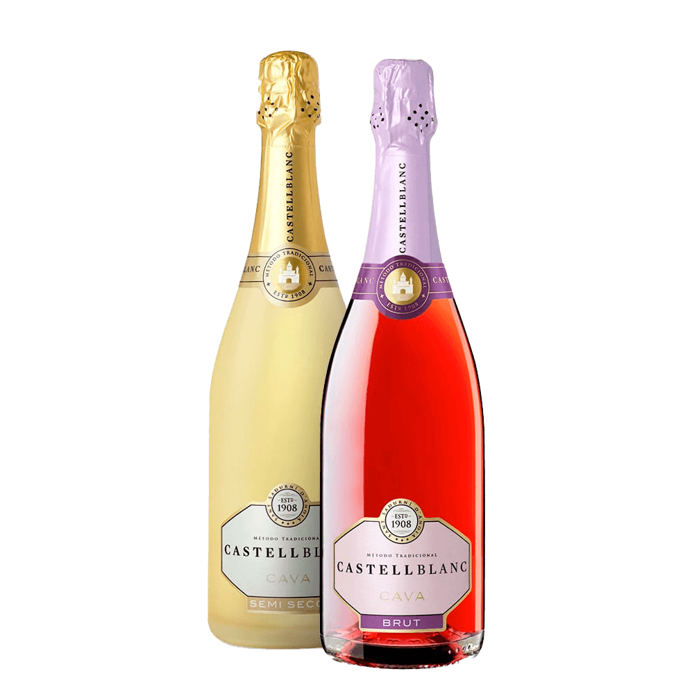 Kit 1 Cava Castellblanc Semi Seco 750ml + 1 Cava Castellblanc Rosado Brut 750ml