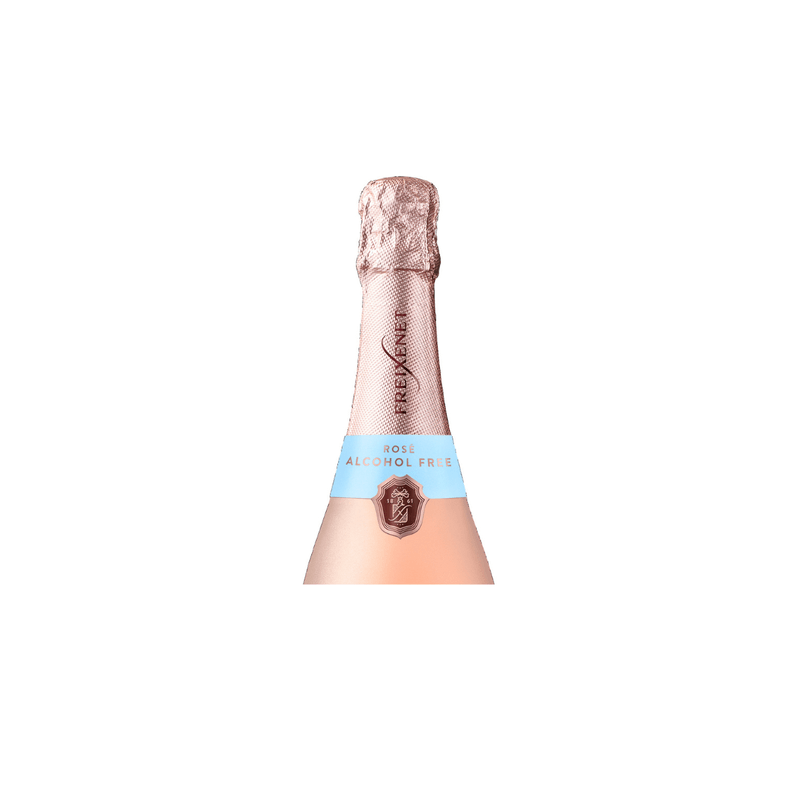 Detalhe do gargalo e selo do Cava Freixenet Rosado Desalcoolizado
